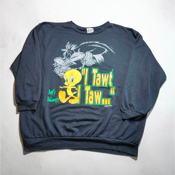 Looney Tunes Other - Vintage 1996 Looney Tunes Tweety Sylvester Halloween Sweatshirt XL Unisex Black